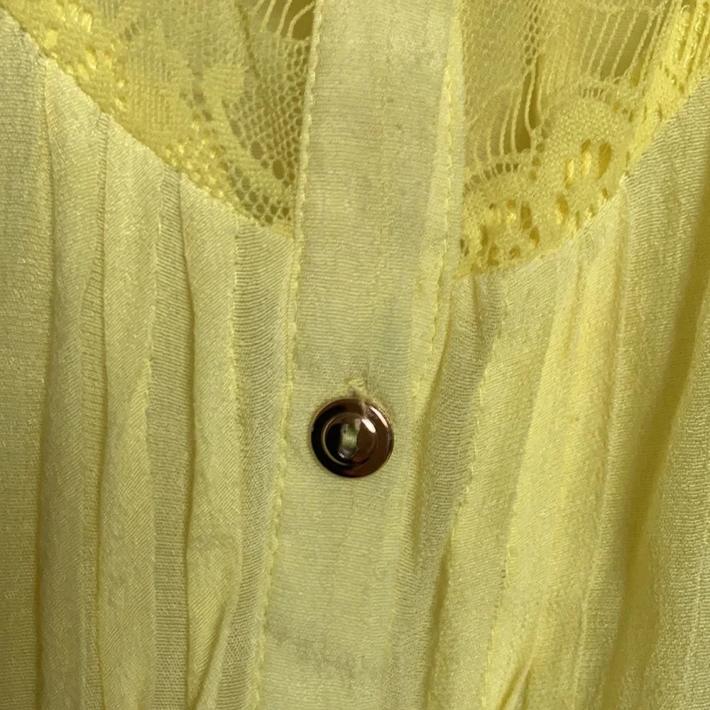 Vintage Pearl yellow lace sleeveless top size L - Picture 6 of 8